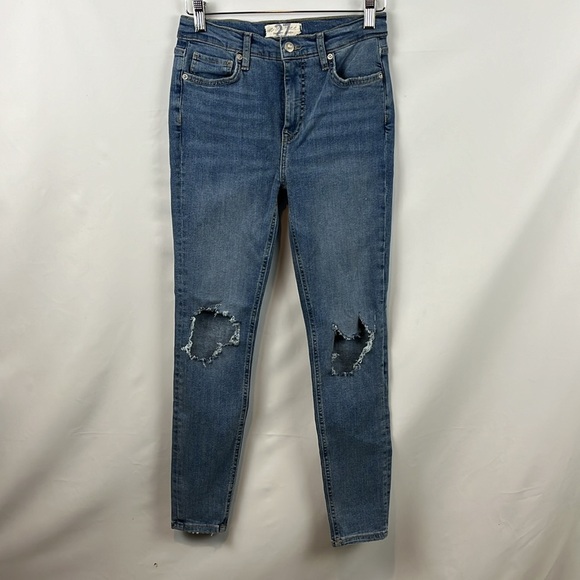 We The Free Busted Knee Skinny Denim Distressed High Waist Jeans Size 27 - Picture 3 of 10